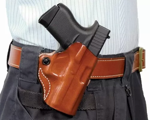 DESANTIS MINI SCABBARD HOLSTER – RH OWB LEATHER GLK 2627 TAN