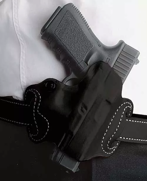 DESANTIS MINI SLIDE HOLSTER – OWB RH LEATHER S/A HELLCAT BLK