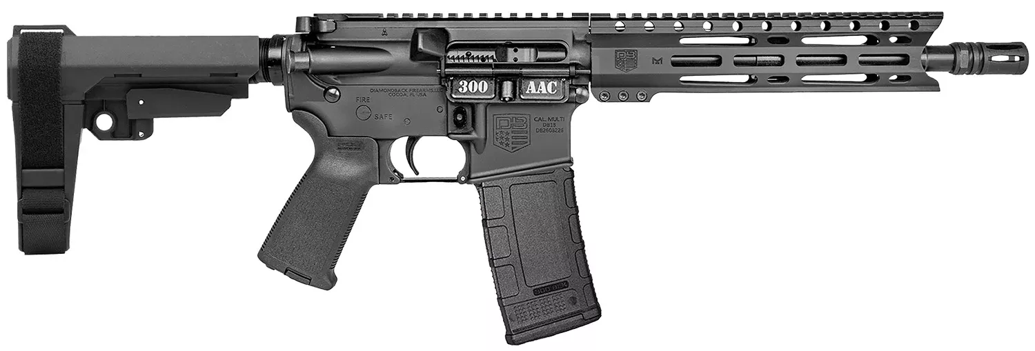 Diamondback DB1916B001 DB15300 AAC 30+1 10″ Black Hard Coat Anodized Heavy Barrel 9″ M-LOK Handguard 7075-T6 Aluminum SBA3 Brace Magpul MOE Grip