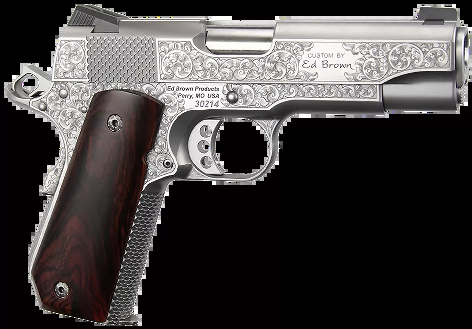 Ed Brown Kobra Carry Signature .45 ACP 7+1 Stainless 4.25" Barrel, Engraved Slide & Frame, Cocobolo Grip