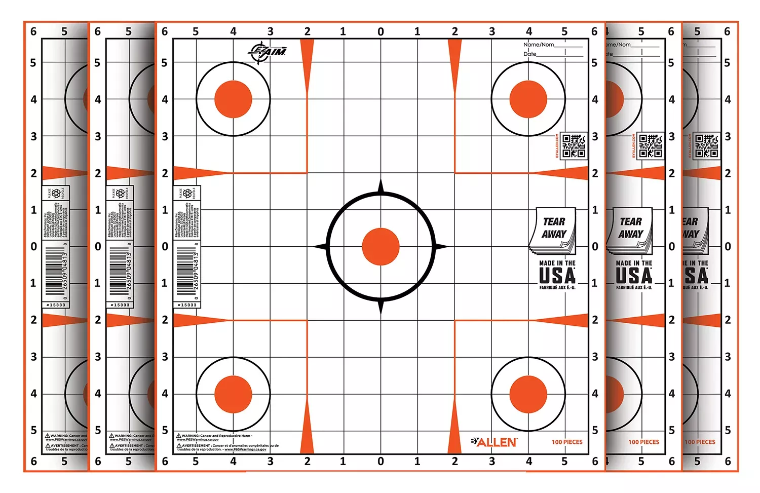 EZ-Aim 15333100 Sight-In Grid Paper Self-Adhesive 12″ x 12″ Orange/White 100 Per Pack