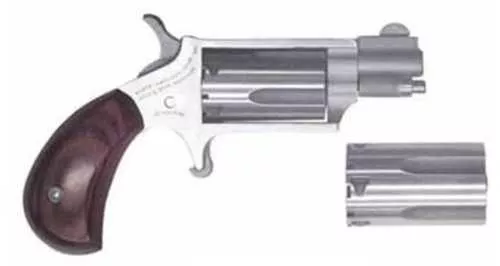 FALSErth American Arms Mini-Revolver Convertible Single Action Revoler .22 Long Rifle/ .22 Magnum 1.13" Barrel 5 Round Capacity Wood Stock Stainless Finish