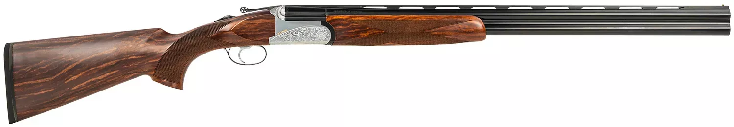 Fausti Usa, Inc 15803 Caledon 28 Gauge 2.75″ 2RD 26″ Blued Barrel, Engraved Stainless Rec, Wood Laser Grain Stock, Metallic Bead Sight