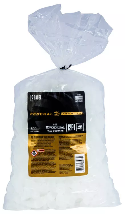 Federal 12P1 Podium Wad Premium 12 Gauge 1 oz White Plastic 500 10 UPC: 604544684339