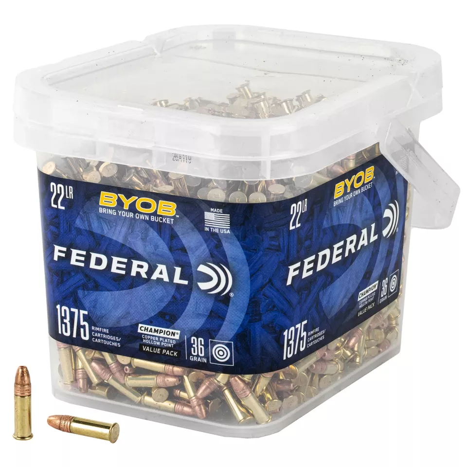 Federal .22LR 36 Grain Copper Plated Hollow Point BYOB Bucket 2x1375 Count