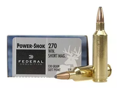 Federal 270 Win Short Mag, 130gr SP Power-Shok, 20 Rnds