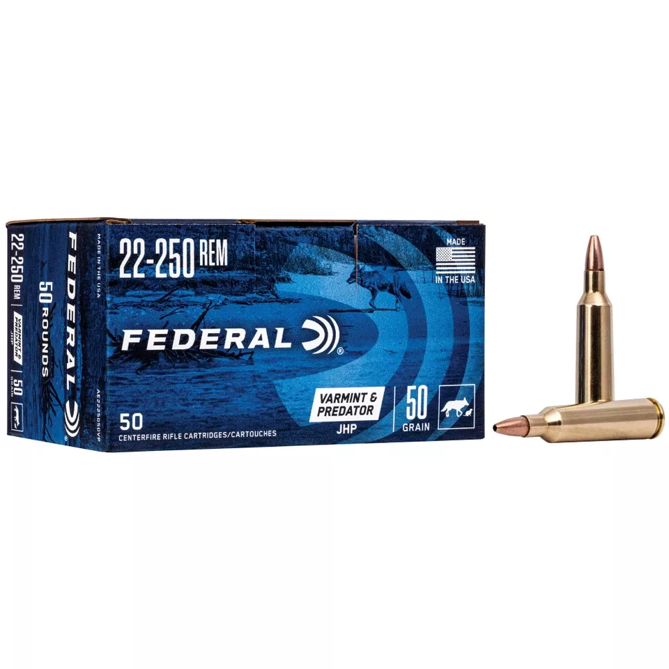 Federal American Eagle Varmint & Predator .22-250 Remington 50 Grain 50 Rounds/250 Rounds