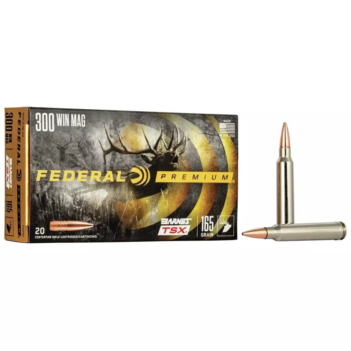 Federal Barnes TSX Rifle Ammunition .300 Win MAG 165 Grain 3050 fps 20/ct