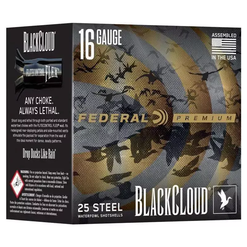 Federal Black Cloud Waterfowl Shotshells 16ga 2-3/4″ 7/8OZ 1450FPS #4 25/ct
