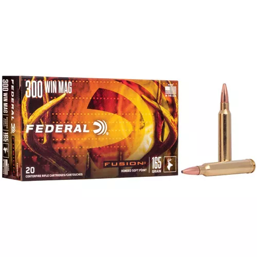 Federal Fusion Hyper Velocity Centerfire Ammunition, 300 Win Mag, Bonded Soft Point, 165 Grain – 20 Cartridge Box ( 20 / 1 )