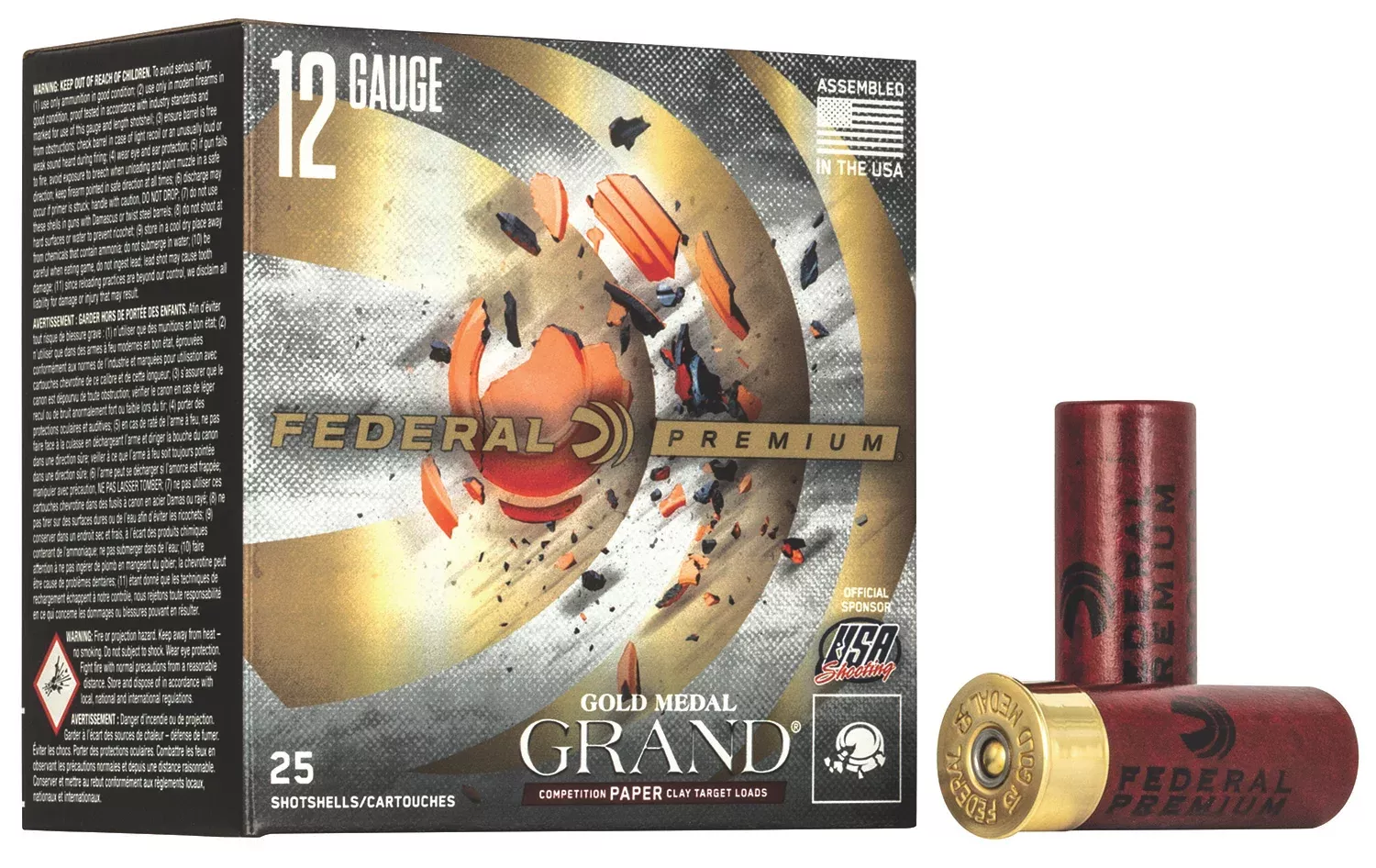 Federal GMT11775 Premium Gold Medal Paper 12Gauge 2.75″ 1 1/8oz 7.5Shot 25 Per Box/10 Case