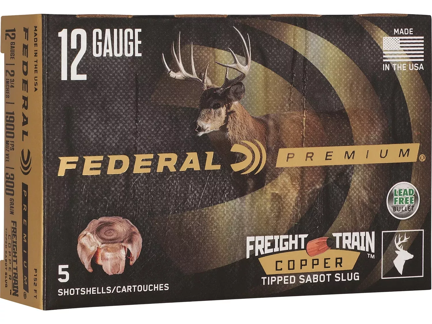 Federal P152FT Premium Freight Train 12Gauge 2.75″ SlugShot 5 Per Box/10 Case