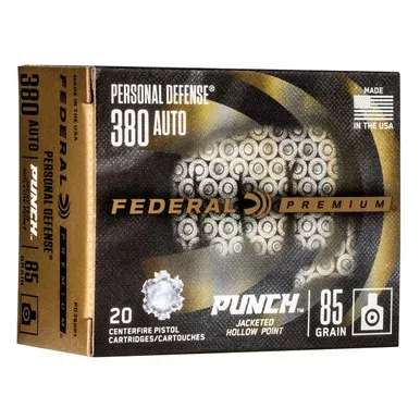 Federal Personal Defense Punch 380 ACP Ammo 85 Grain Jacketed Hollow Point Box of 20