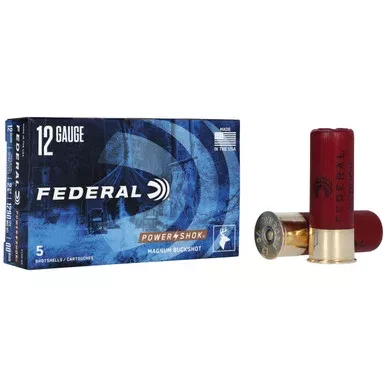 Federal Power-Shok 12 Gauge Ammo 2-3/4″ #00 Buckshot 12 Pellets Box of 5