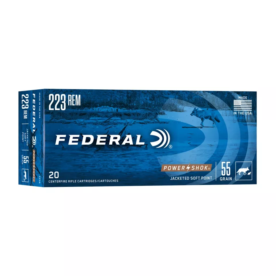 Federal Power-Shok .223 Remington 55 Grain Soft Point Ammunition - 20 Rounds/200 Rounds