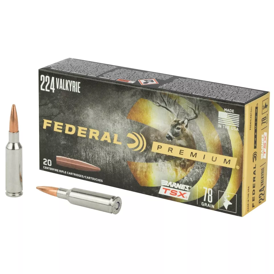 Federal Premium 224 Valkyrie 78 Grain Barnes TSX, 20 Rounds/200 Rounds