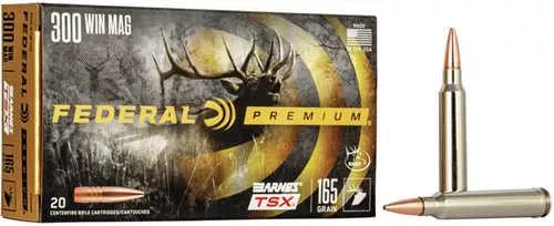 Federal Premium 300 Win Mag 165 gr 3050 fps Barnes TSX Ammo 20 Round Box