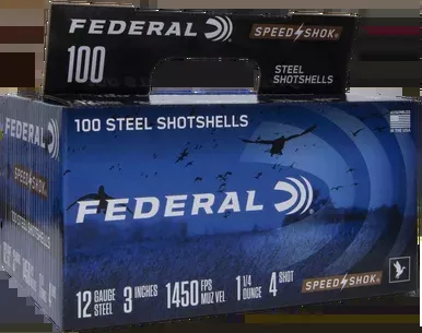 Federal Speed-Shok Shotshells 12 Gauge Ammo 3″ 1-1/4 oz #4 100 ct