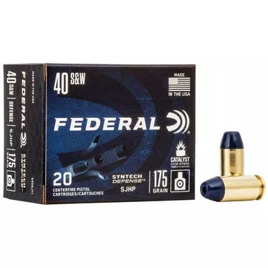 Federal Syntech Defense 40 S&W Ammo 175 Grain Jacketed Hollow Point Box of 20