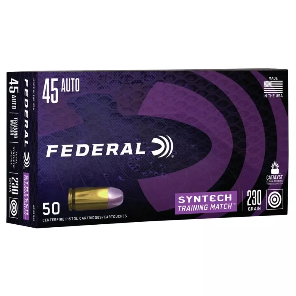 Federal Syntech Training Handgun Ammunition .45 ACP 230 Grain TSJ 890 fps 50/ct