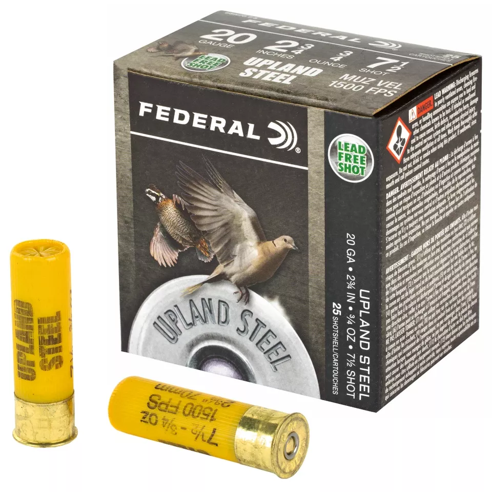 Federal Upland Steel 20 Gauge 2.75" #7.5 Shot, 25 Rounds per Box, 250 Rounds per Case