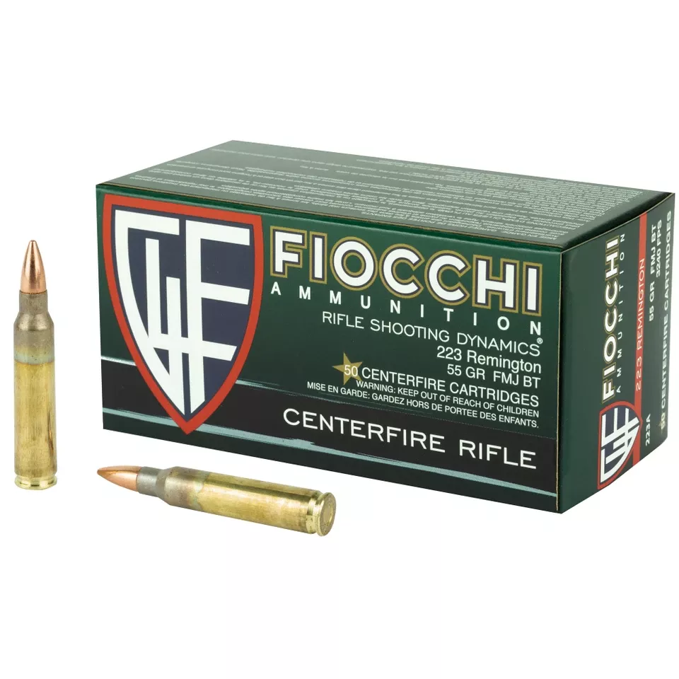 FIOCCHI .223 Remington 55 Grain FMJBT Ammunition - 50 Rounds/1000 Rounds