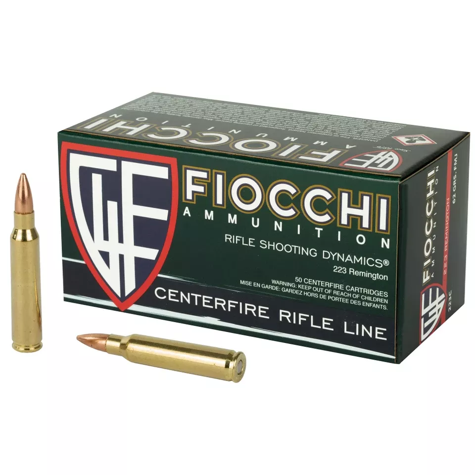 FIOCCHI .223 Remington 62 Grain FMJBT Ammunition - 50 Rounds/1000 Rounds