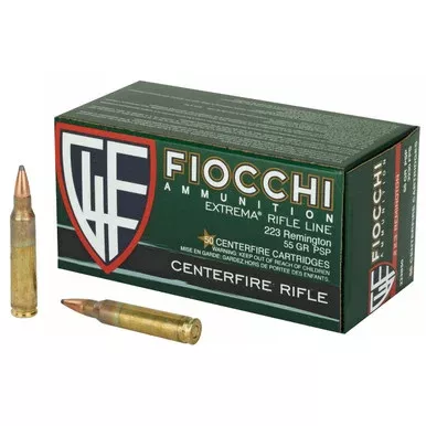 Fiocchi 223 Remington Ammo 55 Grain PSP Box of 50