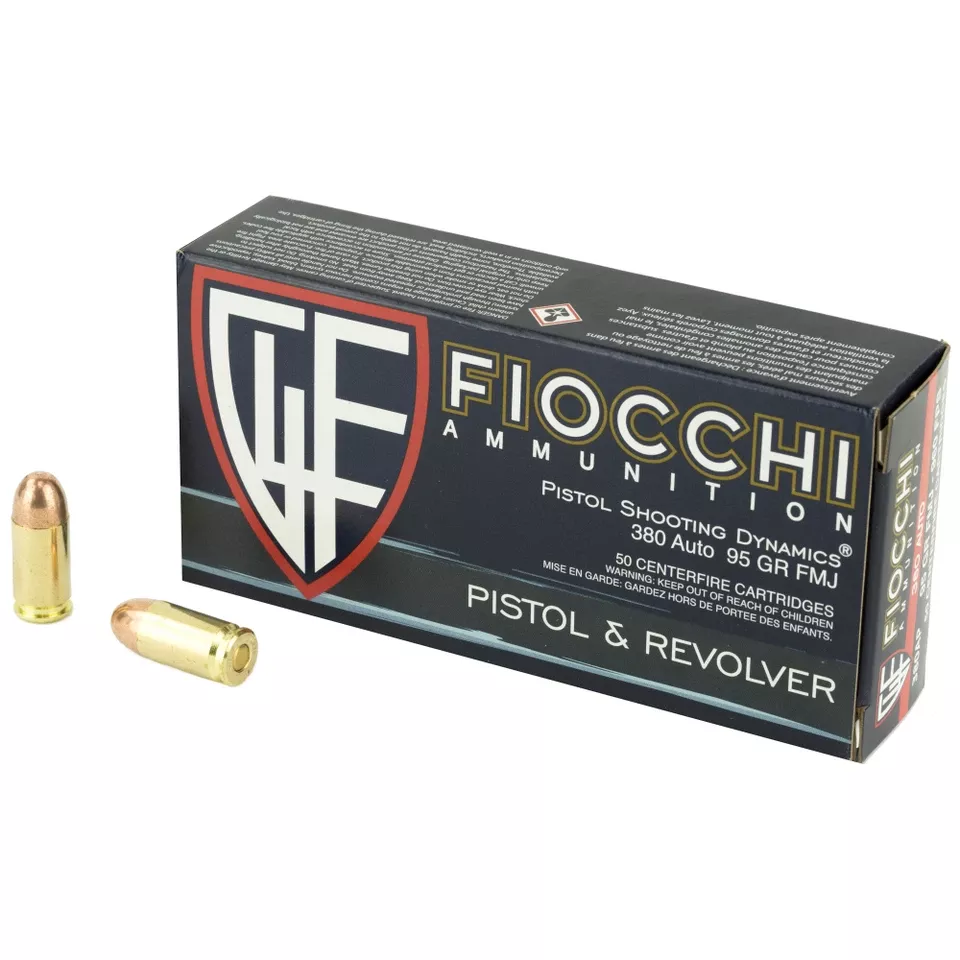 FIOCCHI 380ACP 95GR FMJ Ammunition - 50 Rounds/1000 Rounds Available