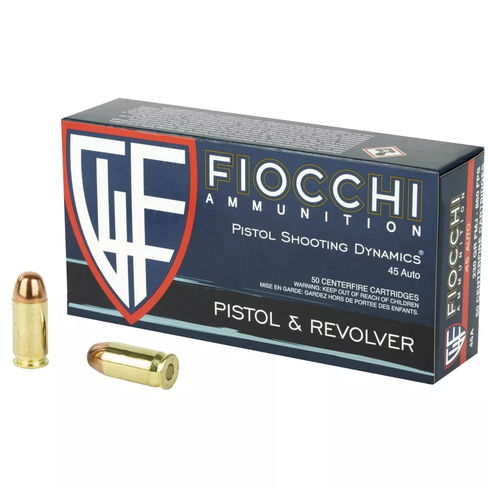 FIOCCHI 45ACP 230GR FMJ Ammunition - 50 Rounds/500 Rounds