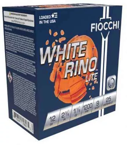Fiocchi White RiFALSE Lite Shotshells 12 Gauge 2-3/4" 1-1/8 Oz 1200 Fps #9 Shot 25 Rounds