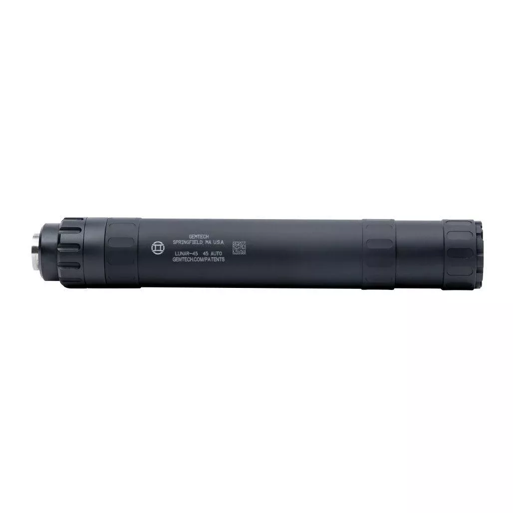 Gemtech LUNAR 45 Direct Thread Aluminum Pistol Suppressor 45 ACP includes LID Black