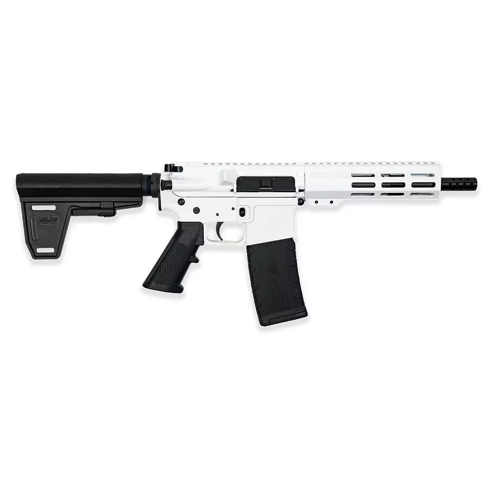 GLFA 223 Wylde Braced Pistol .223 Wylde 30rd Magazine 7.5″ Nitride Barrel White Finish