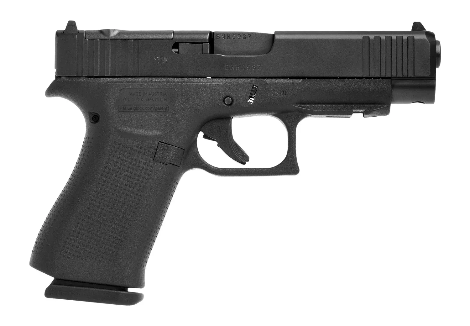 Glock PA4850203FRMOS G48 MOS Slim Compact 9mm Luger 15+1 4.17″ Black GMB Barrel, Black nDLC Optic Ready/Serrated Steel Slide, Black Polymer Frame w/Beavertail & Front Rail, Black Textured Polymer Grip