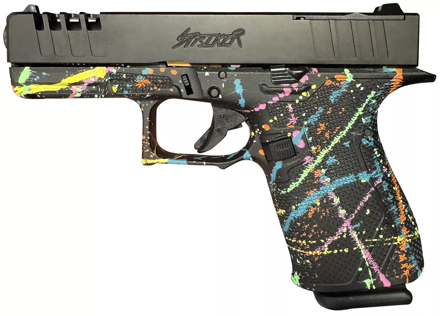 Great Lakes Firearms GL19SBLK Striker 9mm 15+1 4″ Front/Rear Serrations Cerakote Splatter Black