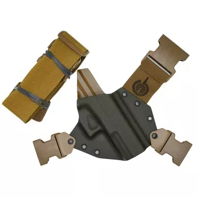 Gunfighters INC Kenai Chest Holster Right Hand Glock 17, 19, 19X, 22, 23, 26, 27, 31, 32, 33, 38, 45, 47 Kydex Gray and Coyote