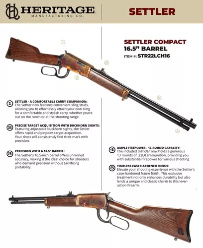 HERITAGE SETTLER 22LR 13RD CMP 16.5"