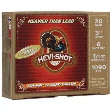 Hevi-Shot Hevi-13 Turkey 20 Gauge Ammo 3″ #6 Tungsten Shot 1-1/4 oz Box of 5