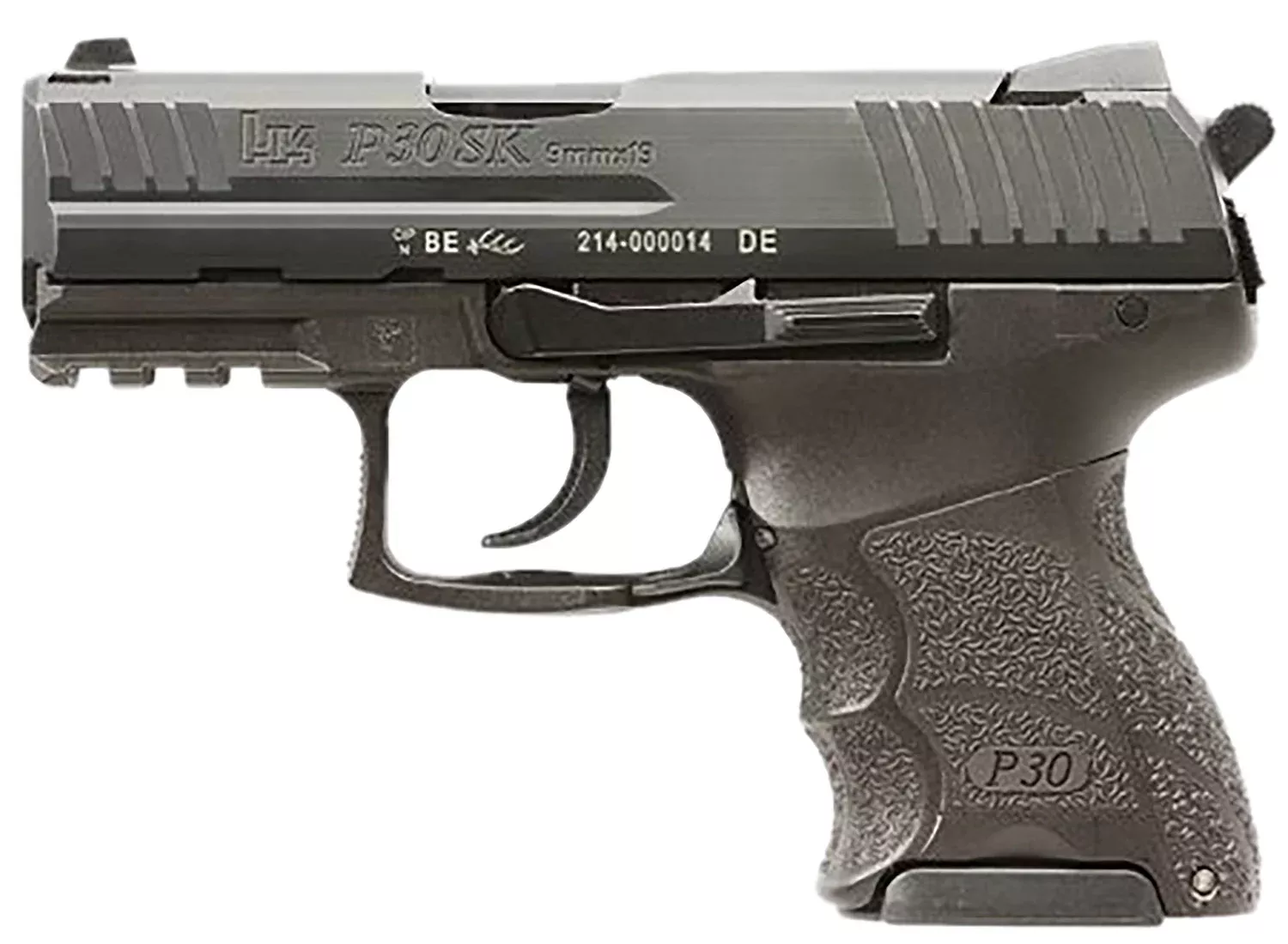 HK 81001107 P30SK V3 Sub-Compact Frame 9mm Luger 12+1/15+1 3.27″ Black Steel Barrel, Black Cerakote Serrated Steel Slide, Black Polymer Frame w/Picatinny Rail, Ambidextrous