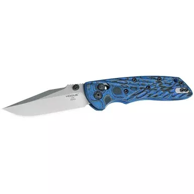 Hogue Deka Folding Knife 3.25″ Clip Point CPM 20CV Tumble Blade G-10 Handle Blue Lava G-Mascus