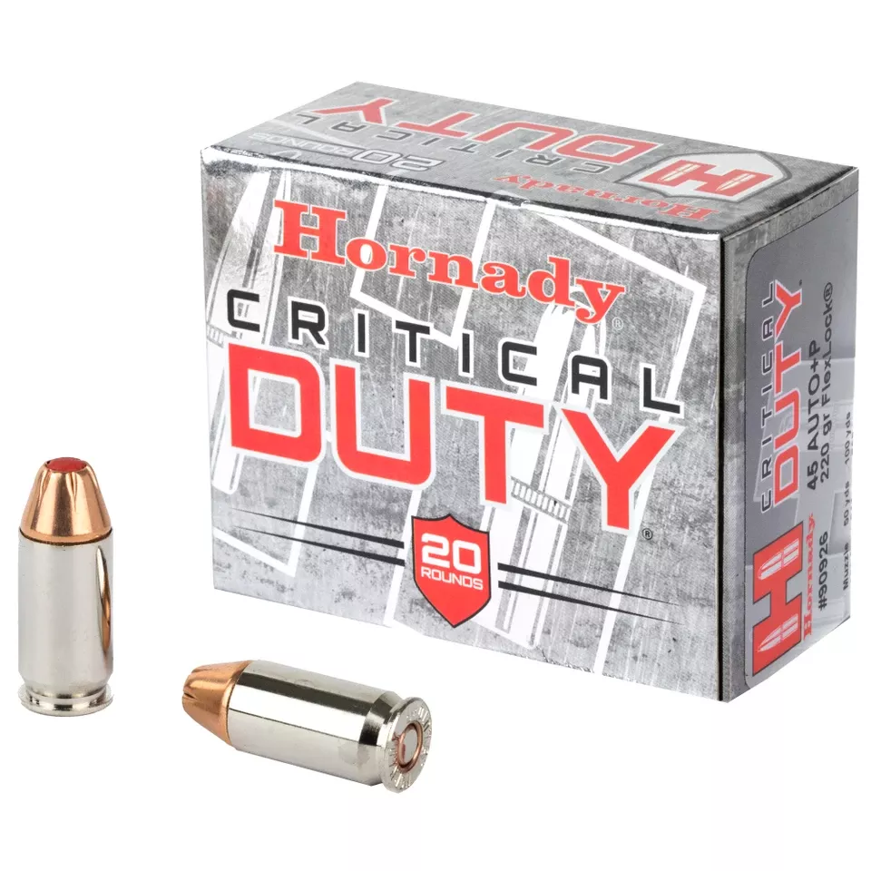 Hornady 45 ACP +P 220 Grain Critical Duty Ammunition - 20 Rounds/200 Rounds