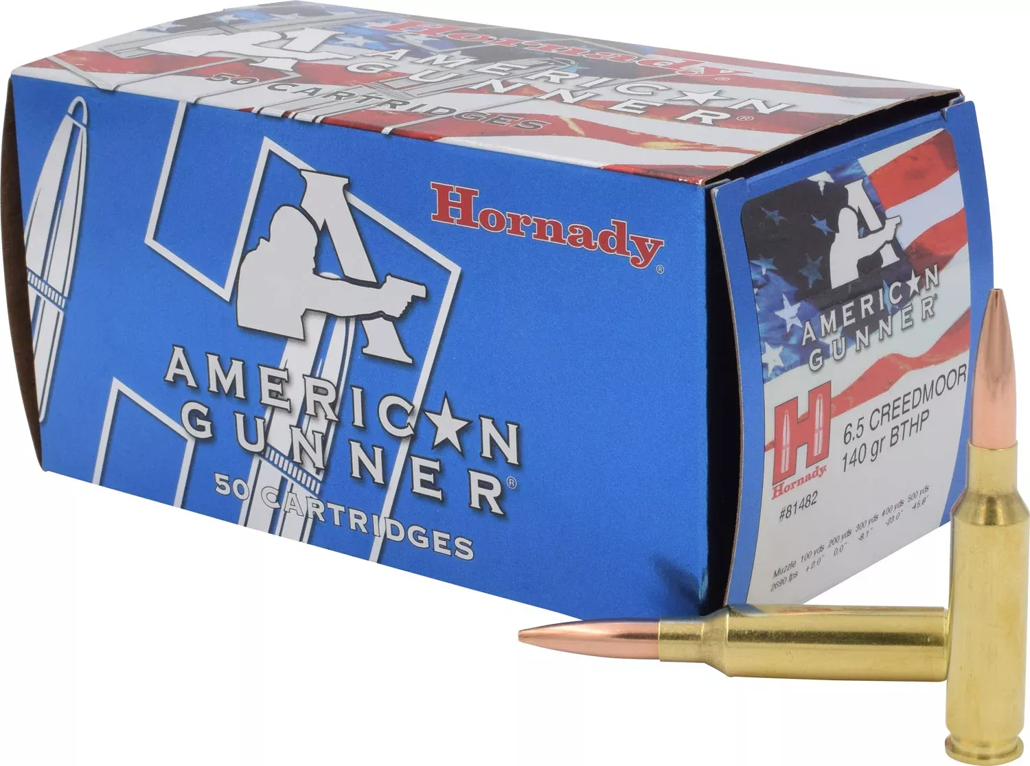 Hornady 81482 American Gunner6.5Creedmoor 140gr Hollow Point Boat Tail 50 Per Box/10 Case