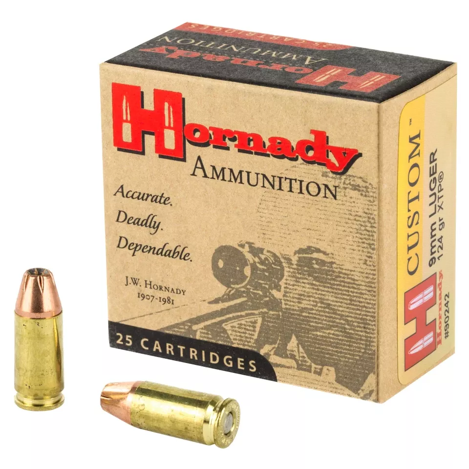 Hornady 9mm 124 Grain JHP/XTP Ammunition - 25 Rounds/250 Rounds