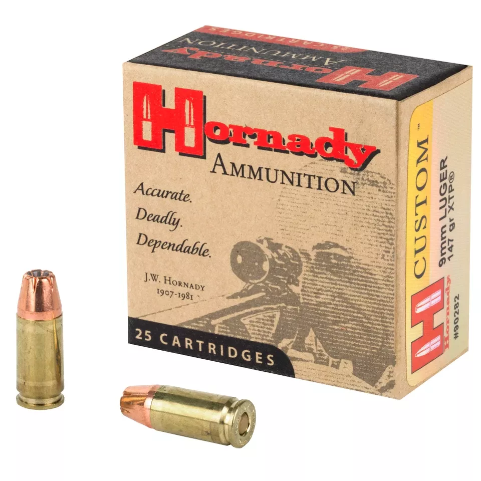 Hornady 9mm 147 Grain JHP/XTP Ammunition - 25 Rounds/250 Rounds