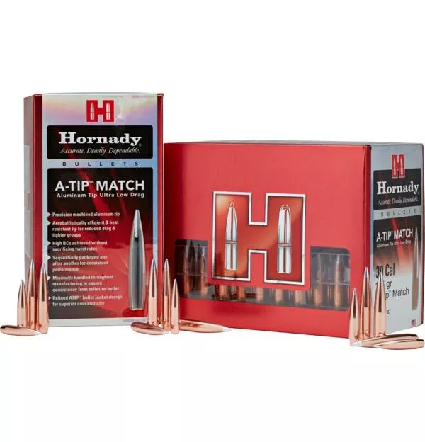 Hornady Aluminum A-Tip Match Rifle Bullets 25 cal .257 138 GR (1-7.5”) 100/ct