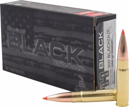 Hornady Black Subsonic Centerfire Ammunition, 300 Blackout, Hornady A-Max, 208 Grain – 20 Cartridge Box ( 20 / 1 )