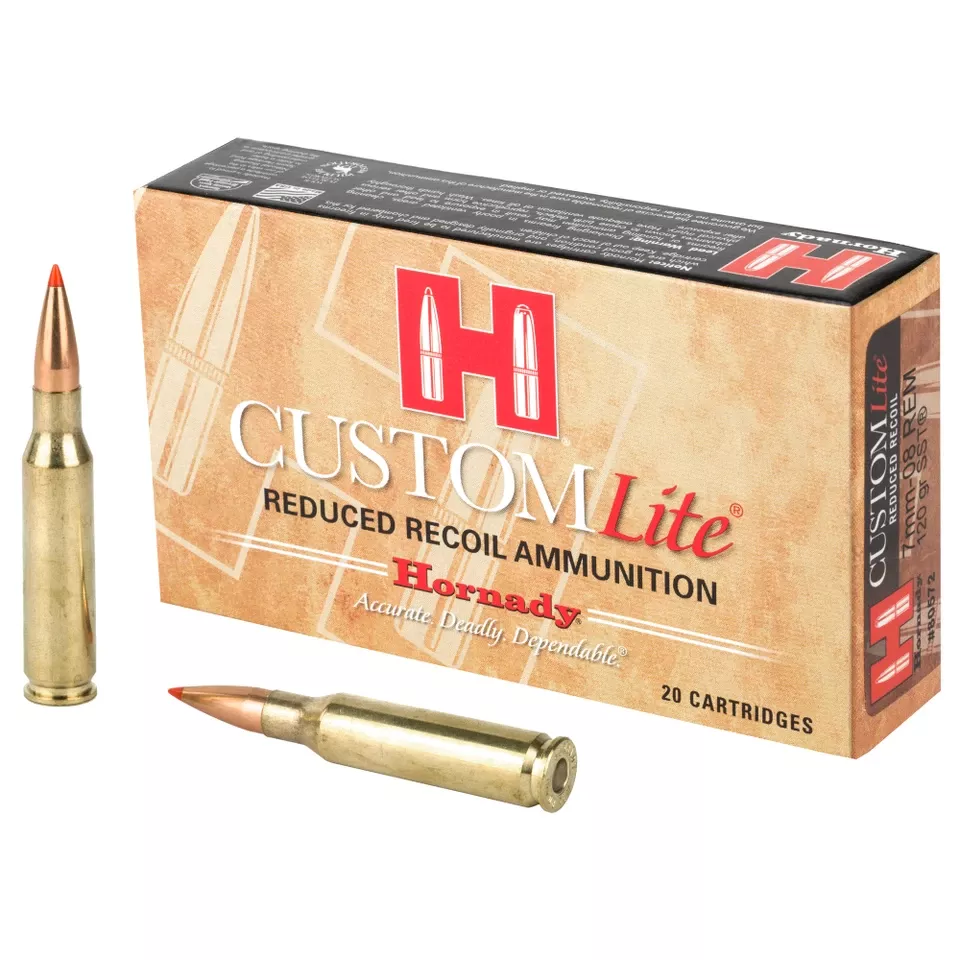 Hornady Custom Lite 7mm-08 120 Grain SST Ammunition - 20 Rounds/200 Rounds