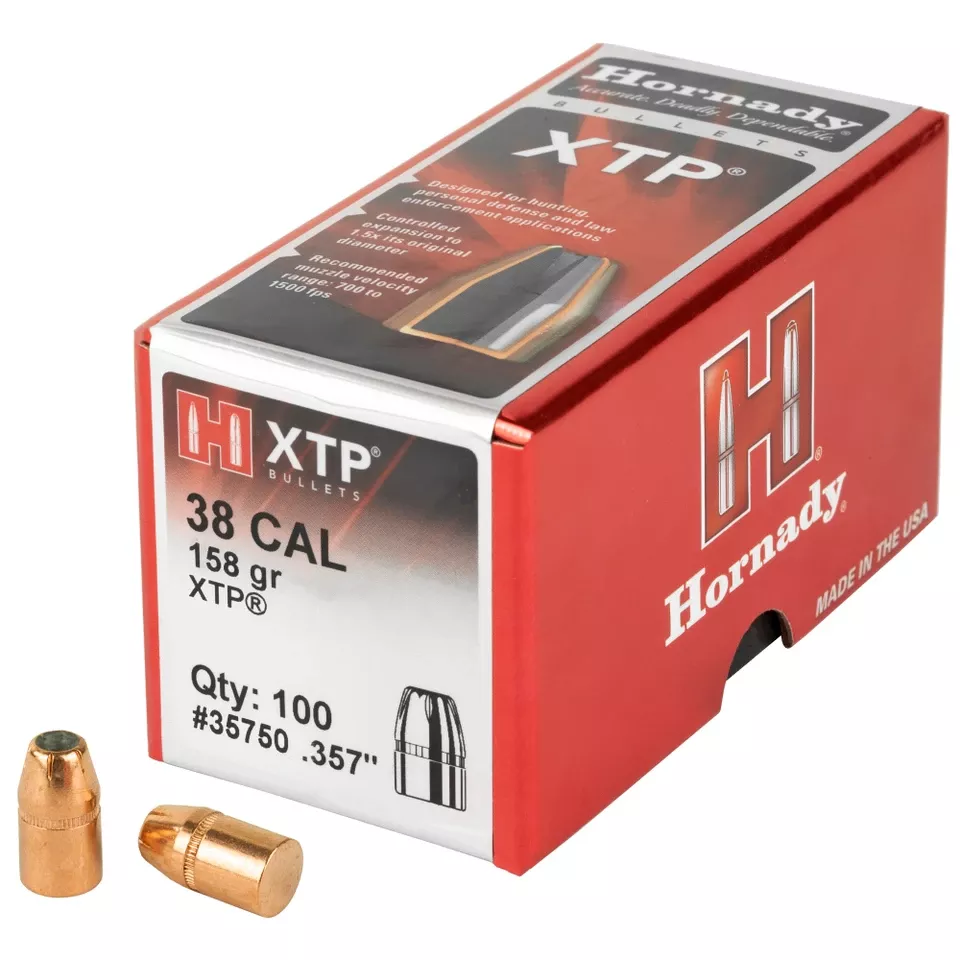 Hornady XTP .38 Caliber .357 158 Grain Bullets - 100 Count