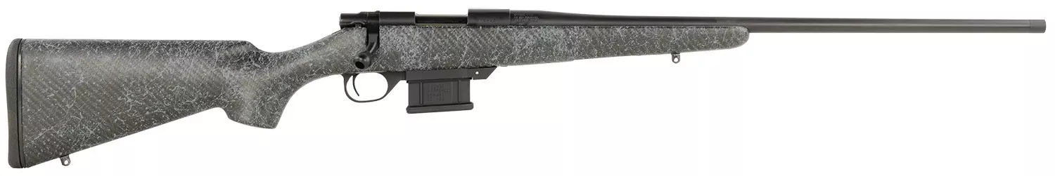 Howa HCBN7MMPRCGW 1500 Carbon Stalker Full Size 7mm PRC 3+1 24″ Blued Steel Threaded Barrel, Blued Drilled & Tapped Steel Receiver, Fixed Stocky’s Black Carbon Fiber W/Gray Webbing Stock, Right Hand