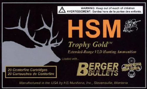 HSM Trophy Gold Hyper Velocity Centerfire Ammunition, 270 Winchester, Berger Hunting VLD Match, 150 Grain – 20 Cartridge Box ( 20 / 1 )